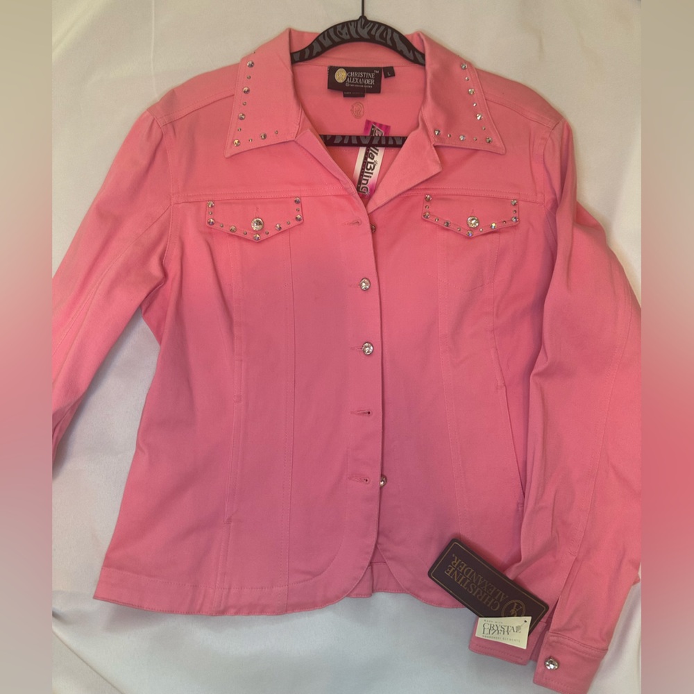 Christine Alexander Pink Embellished Blazer With Rhinestones